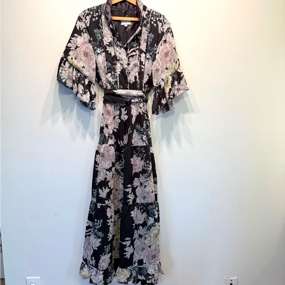 Sue Sartor Anthropologie Flounce Floral Tiered Maxi Dress...